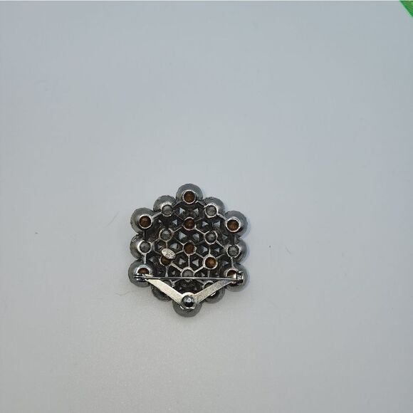 VINTAGE WEISS BLUE & AB RHINESTONE SILVER TONE FLOWER BROOCH - Picture 7 of 10